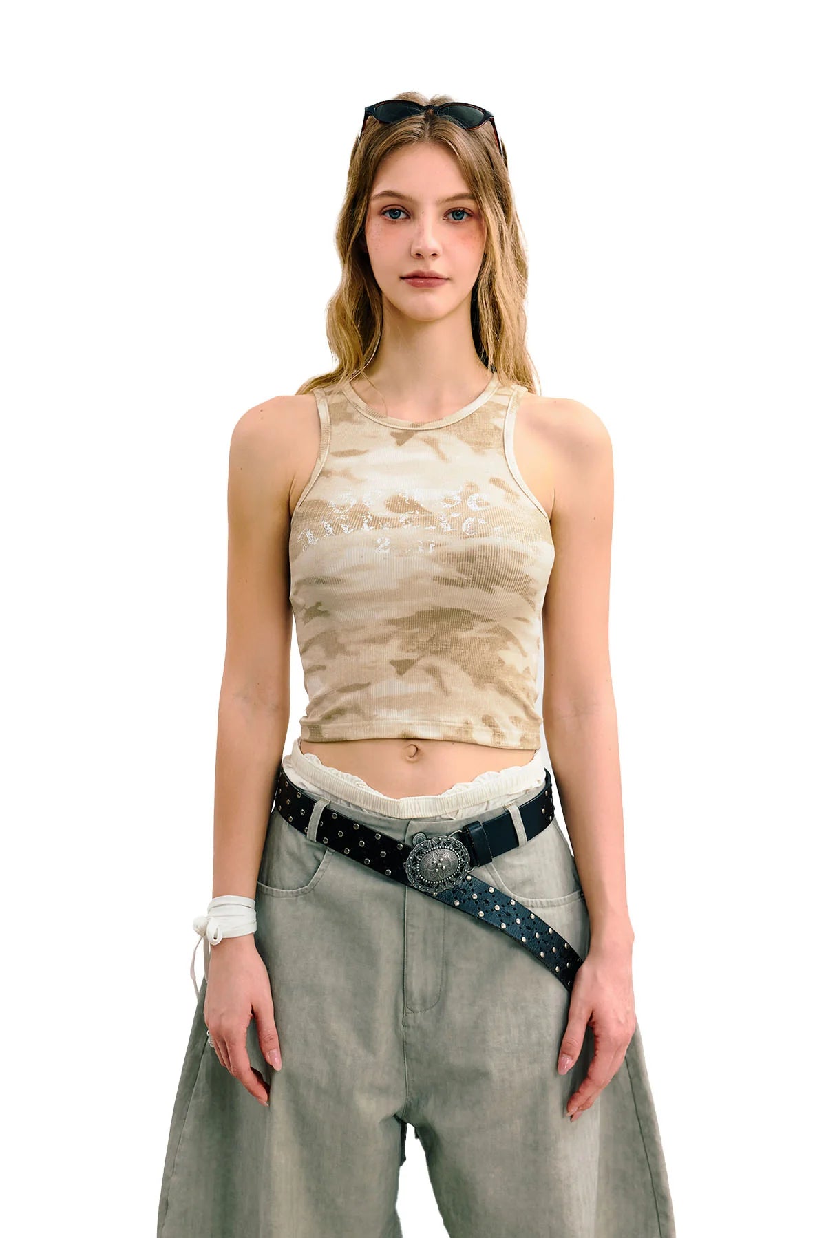 Sense Ribbed Jersey Tank Top Khaki