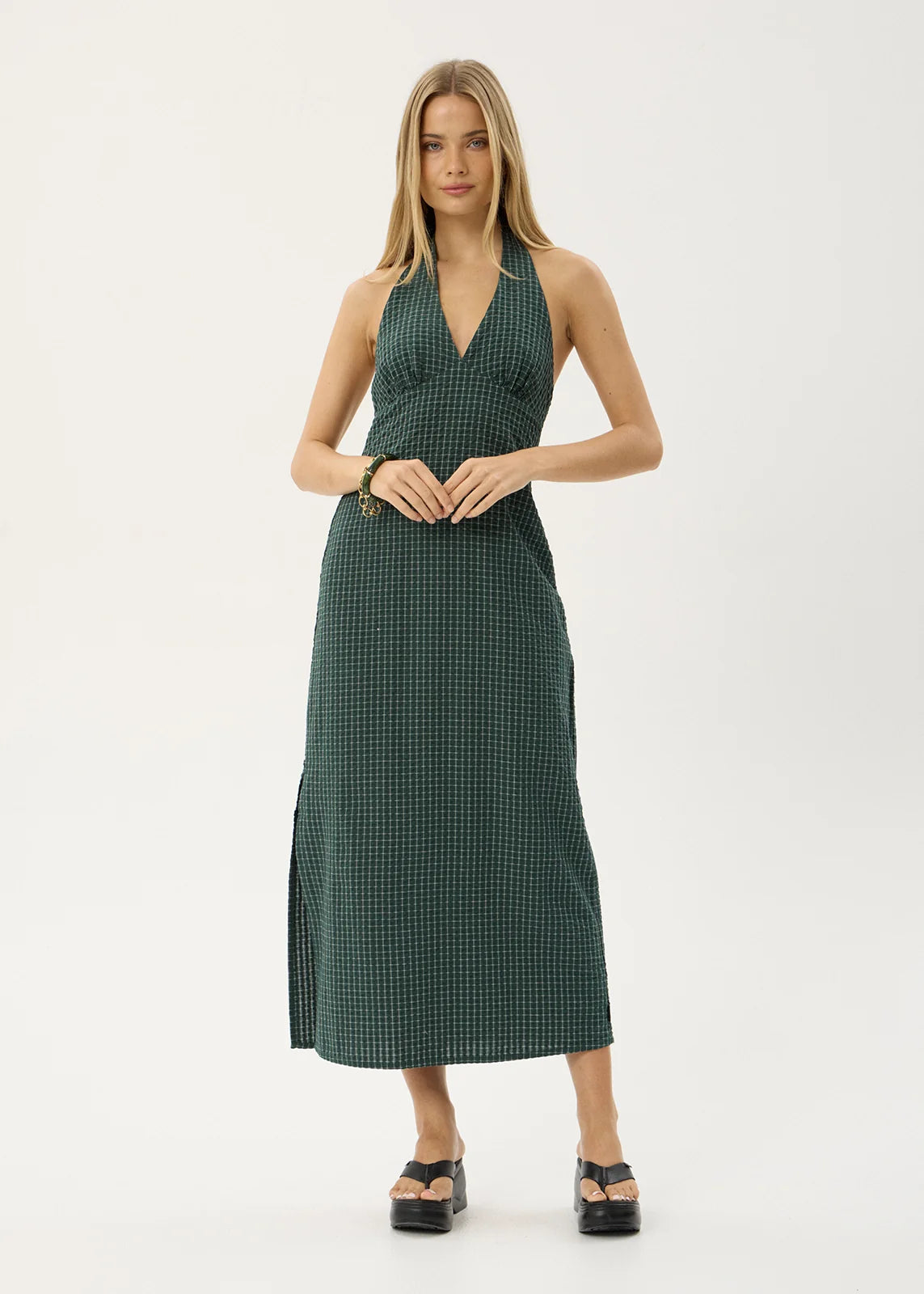 Alexa - Seersucker Maxi Dress - Reverb Pine Check