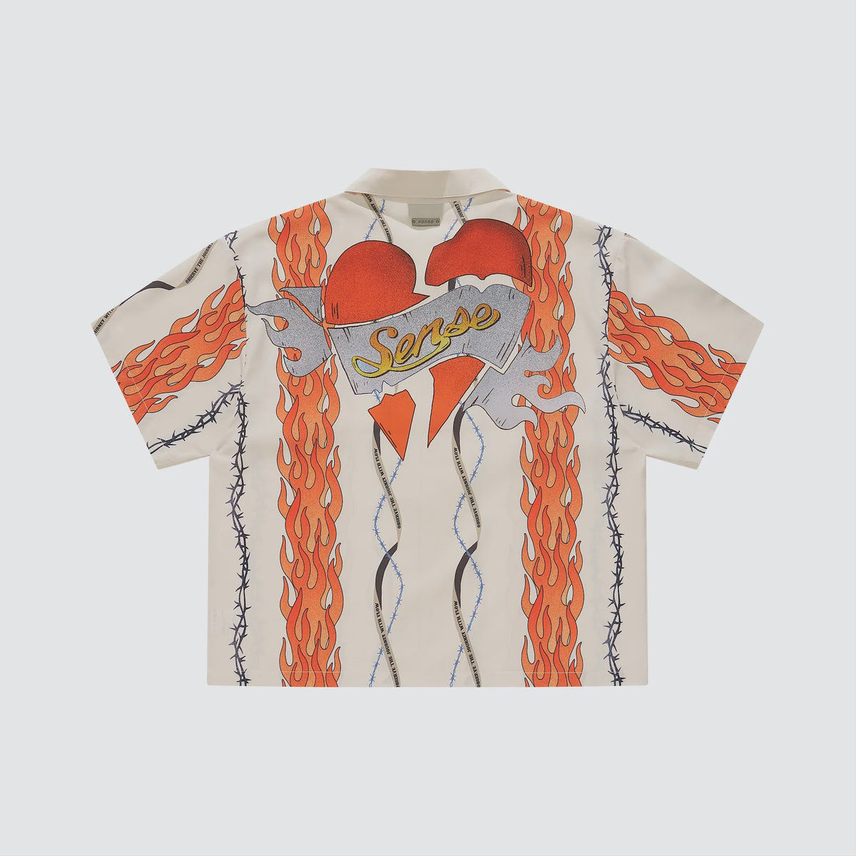 Sense Flame Heart Full Print Cream Shirt
