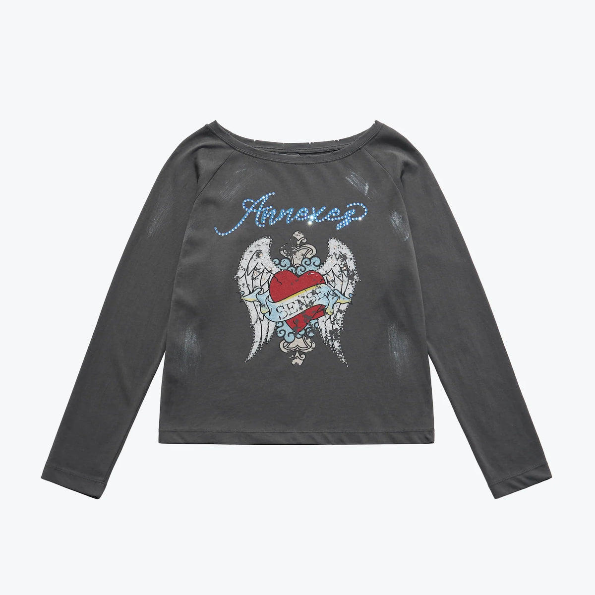 Sense Wings Off-Shoulder Grey Tee