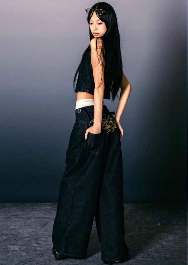 Sense Wide Leg Low Rise Jeans Shutter Blue
