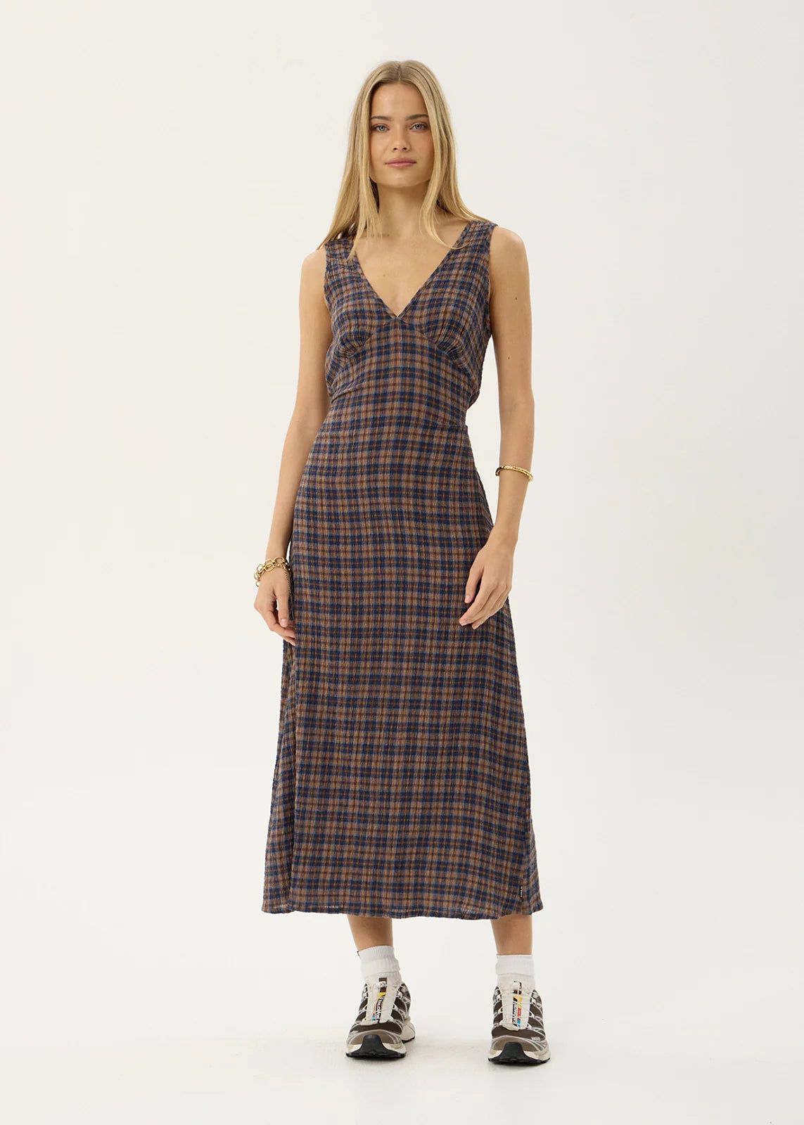 Tully - Seersucker Maxi Dress - Shev Indigo Check