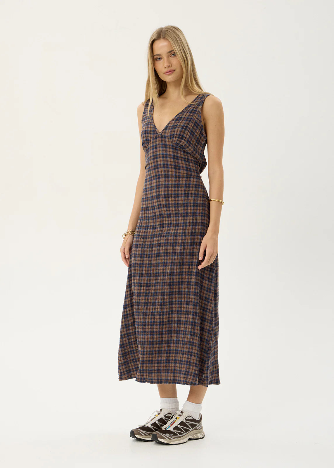 Tully - Seersucker Maxi Dress - Shev Indigo Check