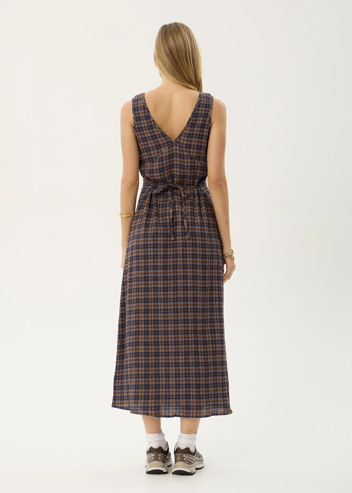Tully - Seersucker Maxi Dress - Shev Indigo Check