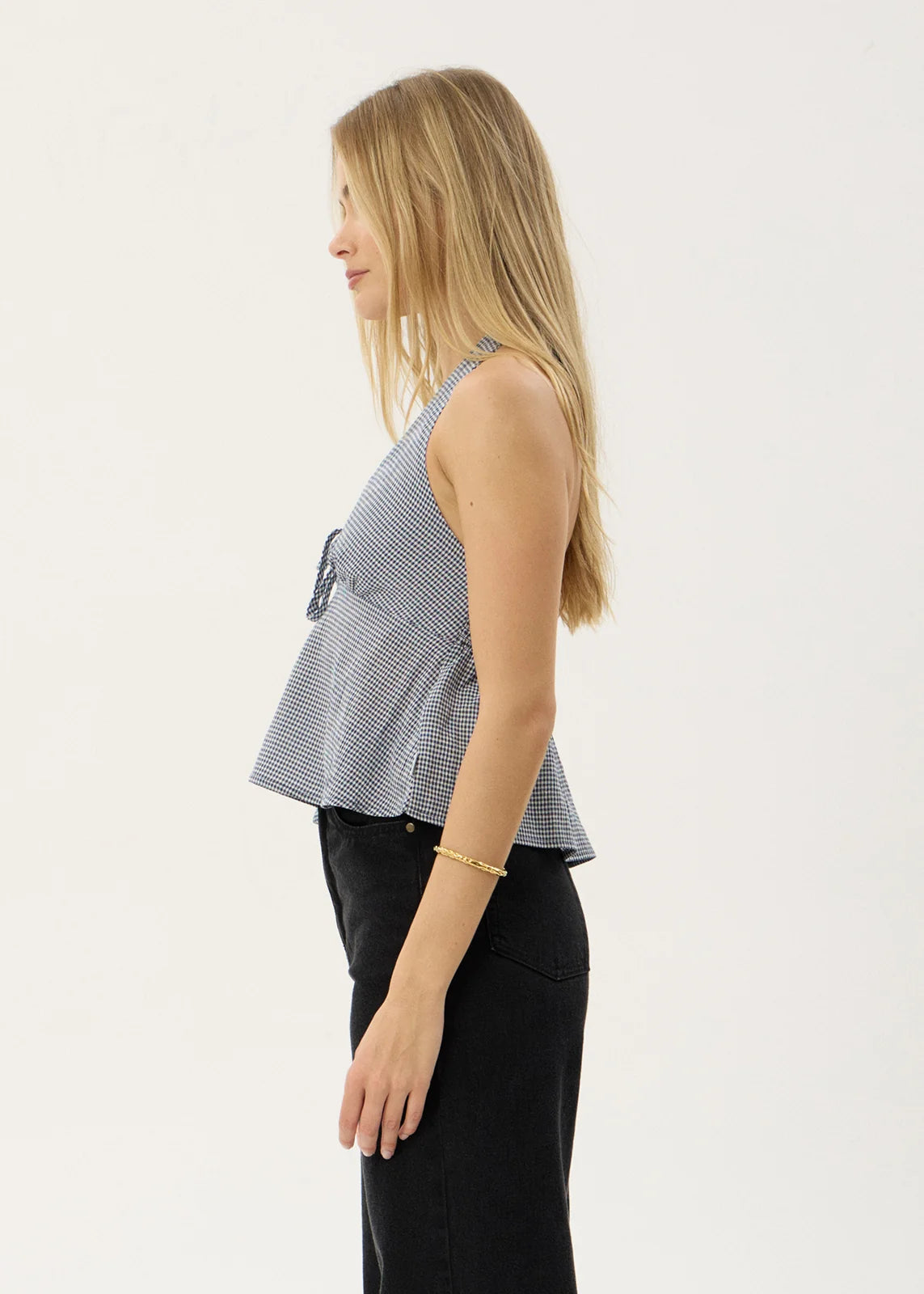 Delfina - Halter Top - Indy Navy Check