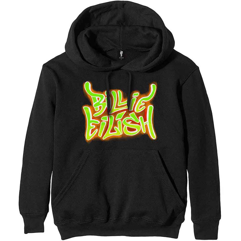 Billie Eilish Airbrush Flames Blohsh Black Hoodie