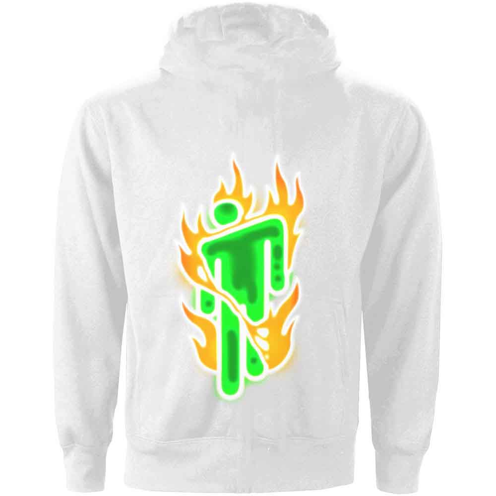 Billie Eilish Airbrush Flames Blohsh White Hoodie