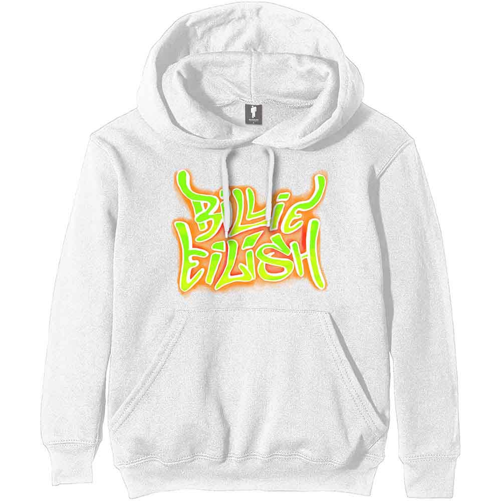 Billie Eilish Airbrush Flames Blohsh White Hoodie