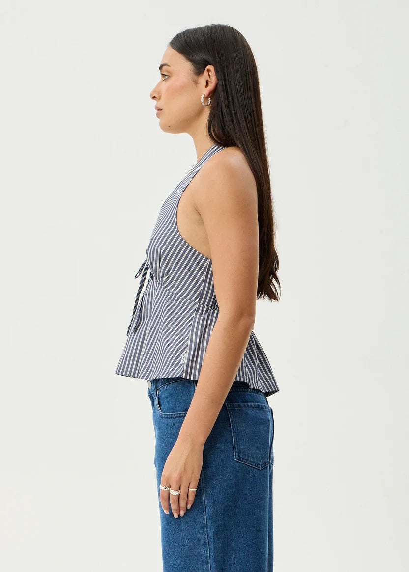 Delta Organic Navy Stripe Halter Top