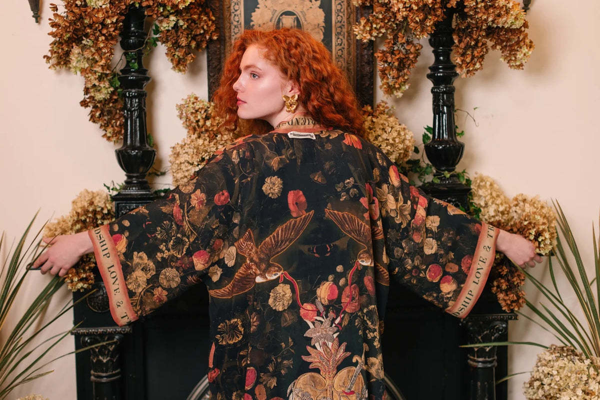 Heart Of Gold Opera Duster Kimono Robe w Sacred Heart