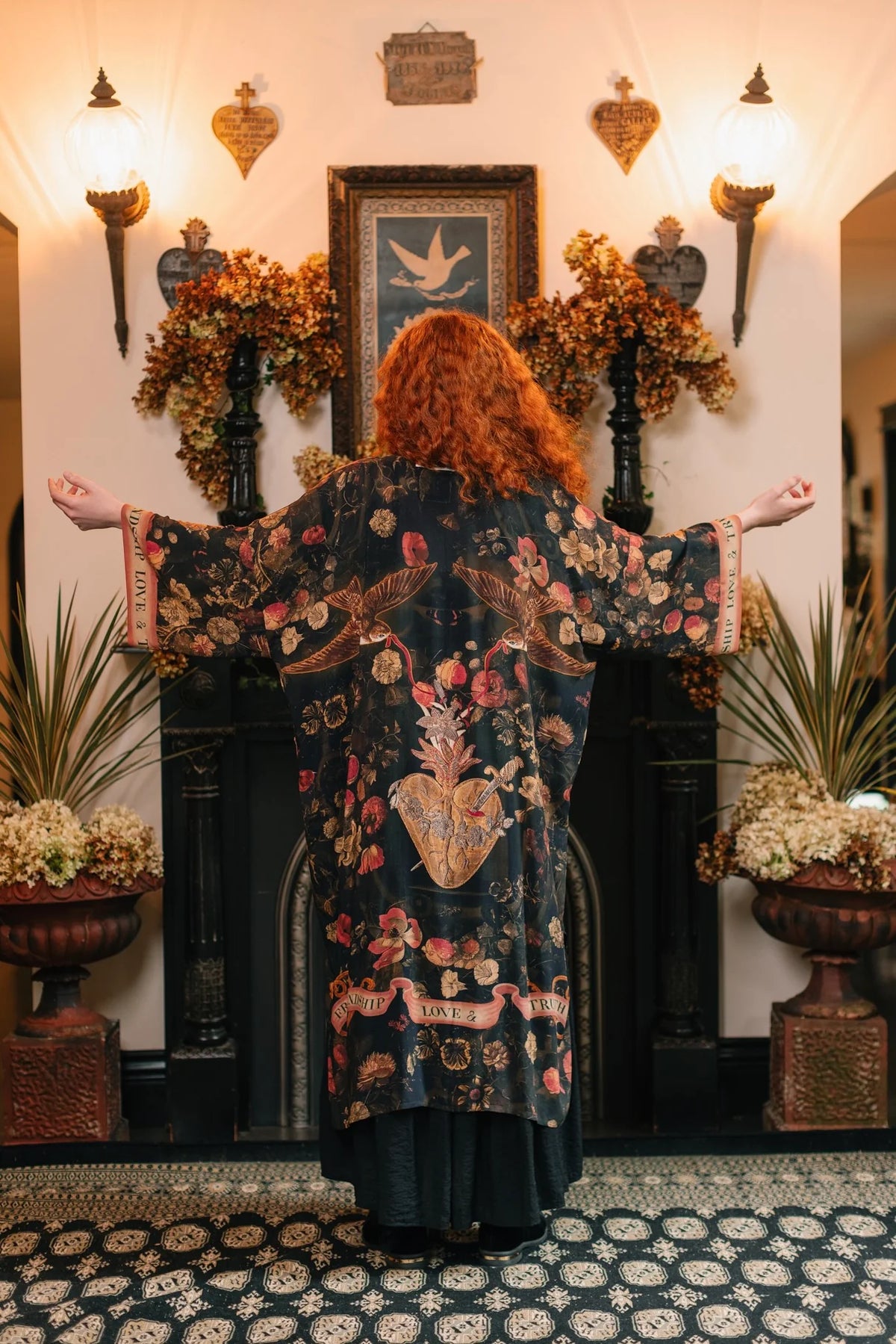 Heart Of Gold Opera Duster Kimono Robe w Sacred Heart