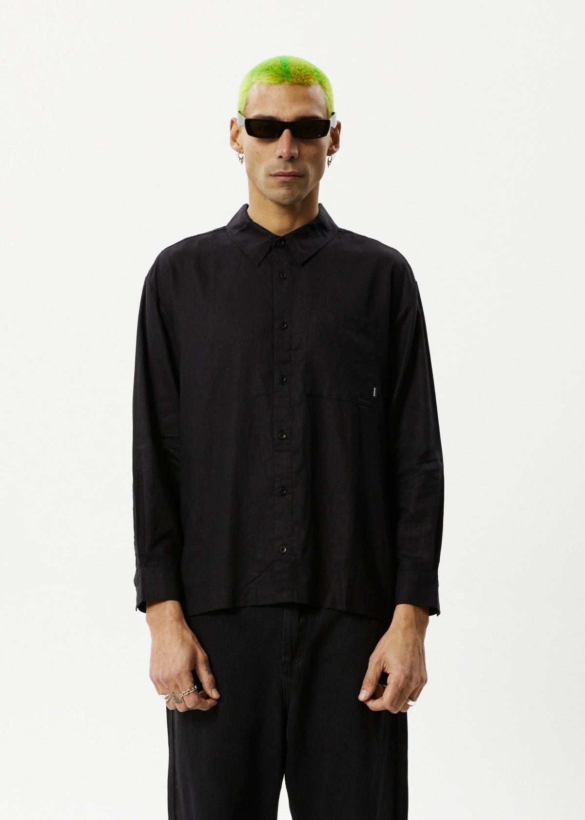 Afends Everyday Hemp Long Sleeve Black Shirt