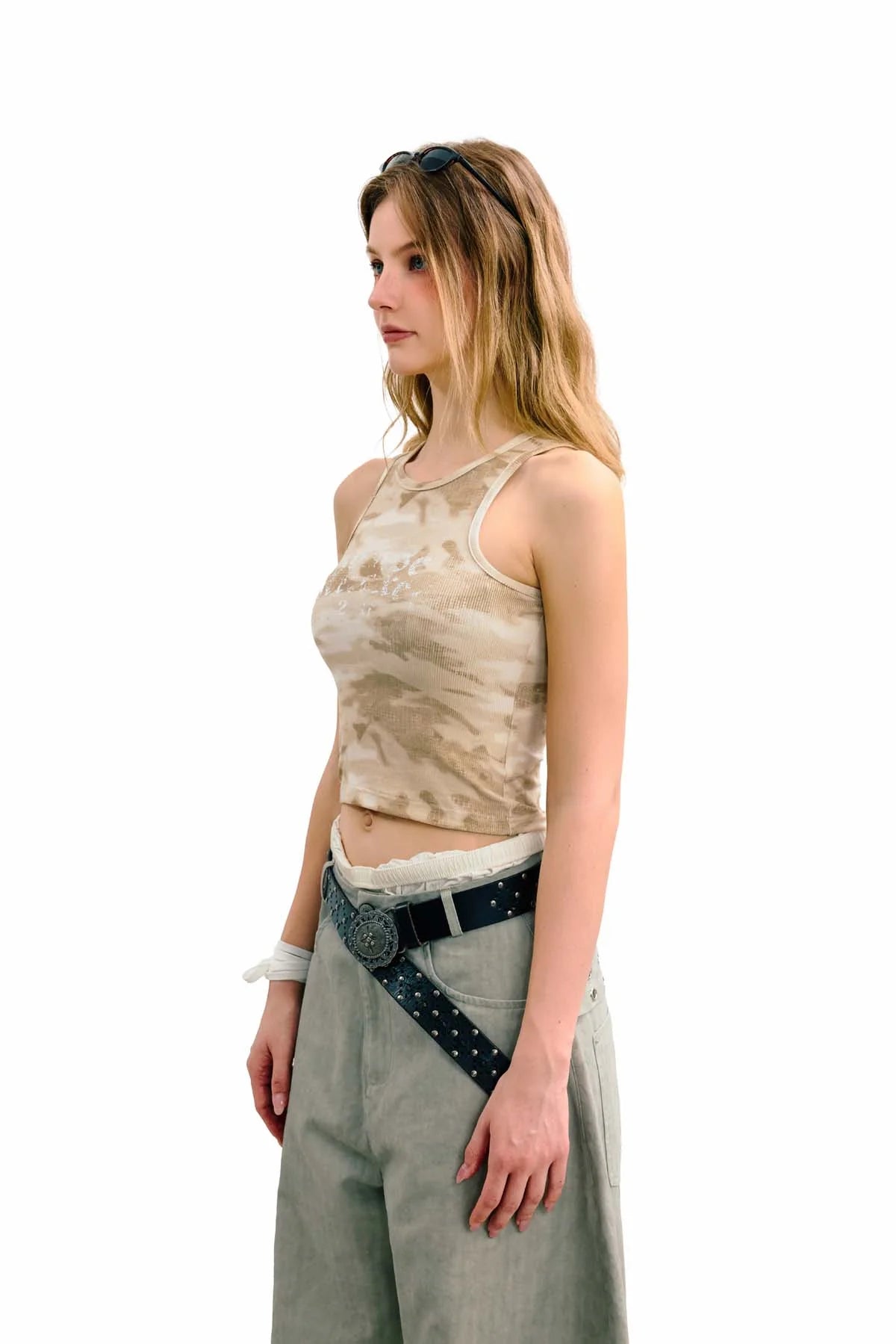 Sense Ribbed Jersey Tank Top Khaki