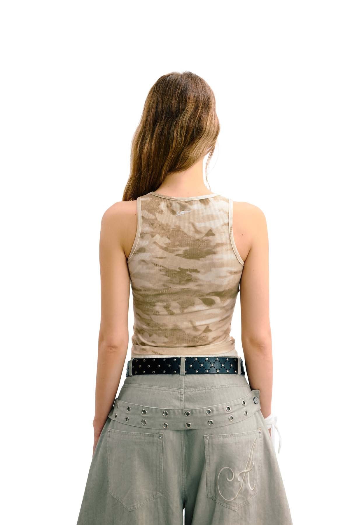 Sense Ribbed Jersey Tank Top Khaki