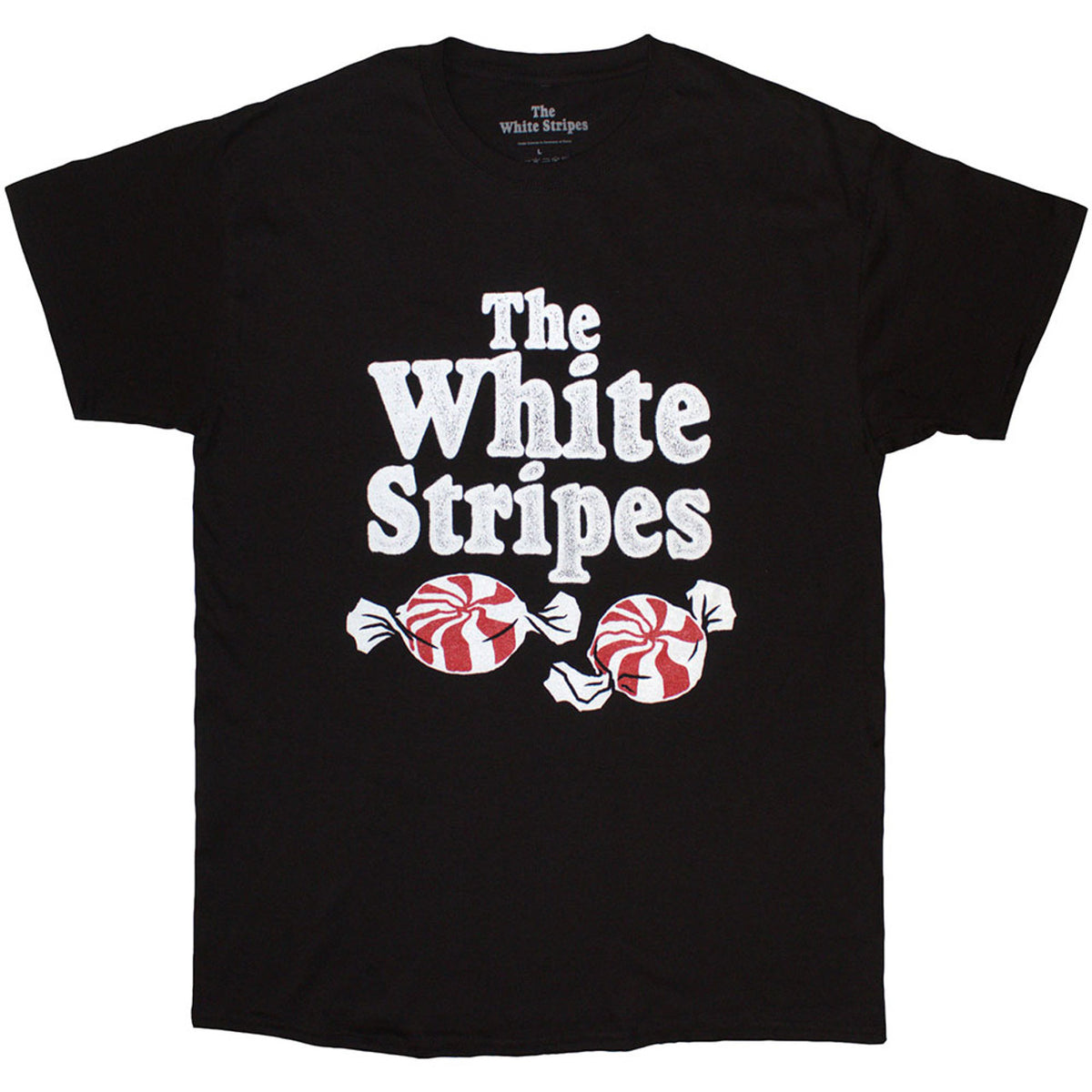 White Stripes Peppermints Black Tee
