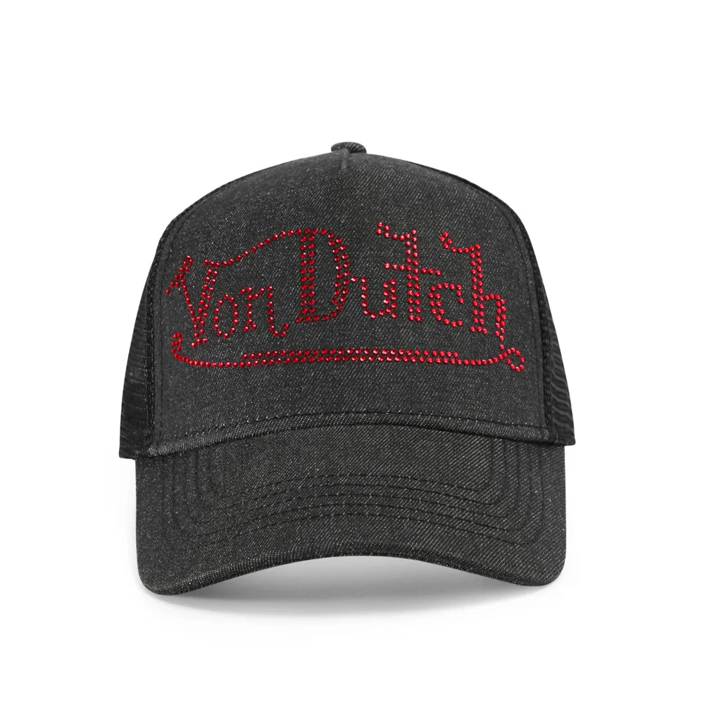 Von Dutch Diamonte Black Trucker Cap