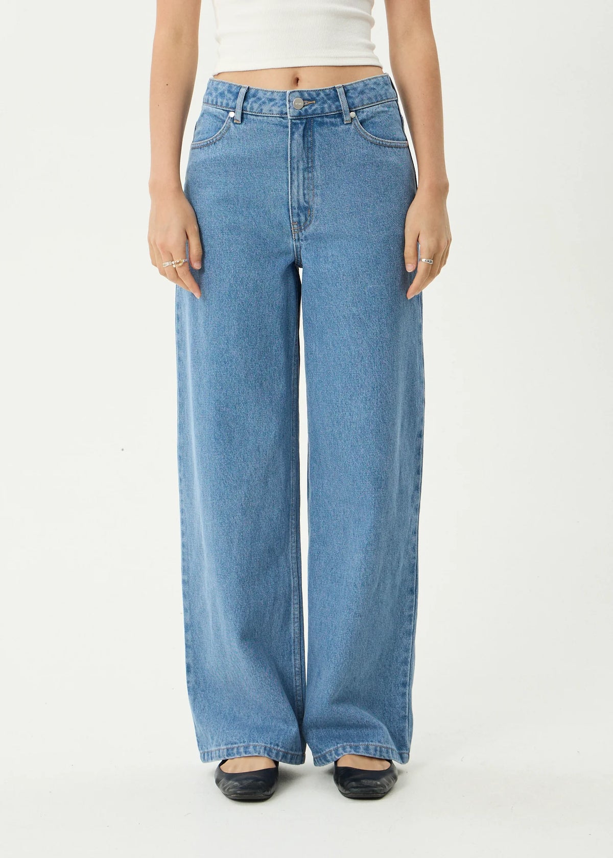 Bella Denim Wide Leg Baggy Jeans - Worn Blue