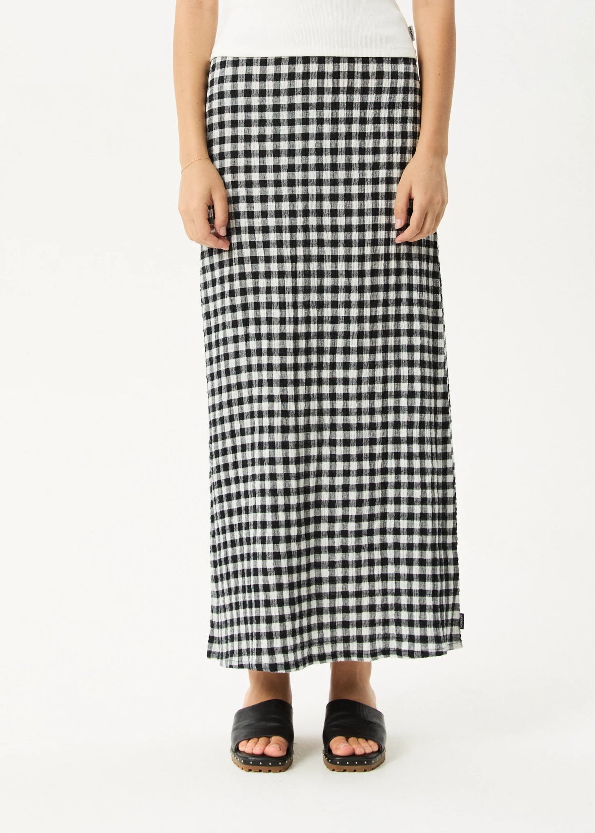 Rowan - Seersucker Maxi Skirt - Black /White