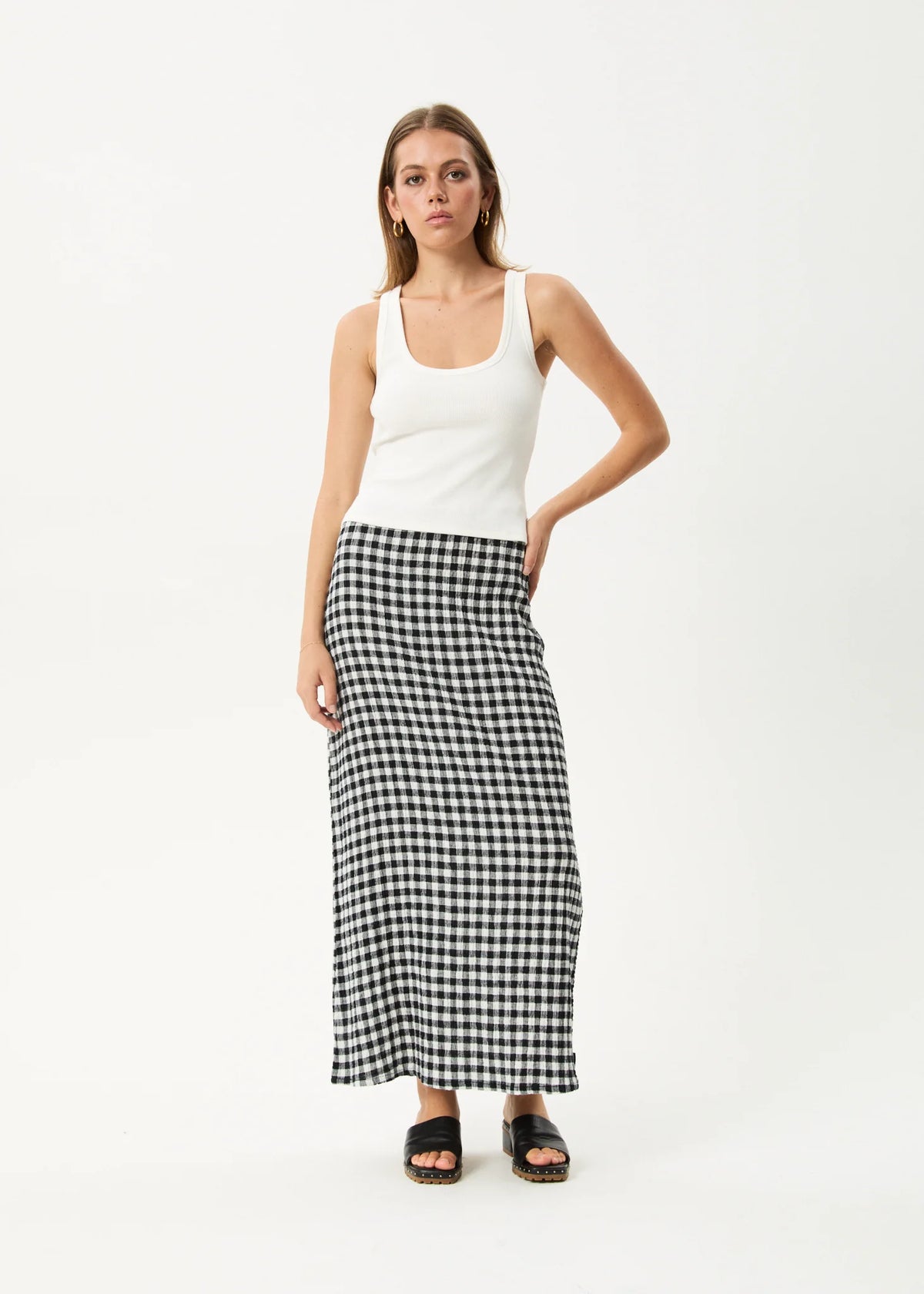 Rowan - Seersucker Maxi Skirt - Black /White