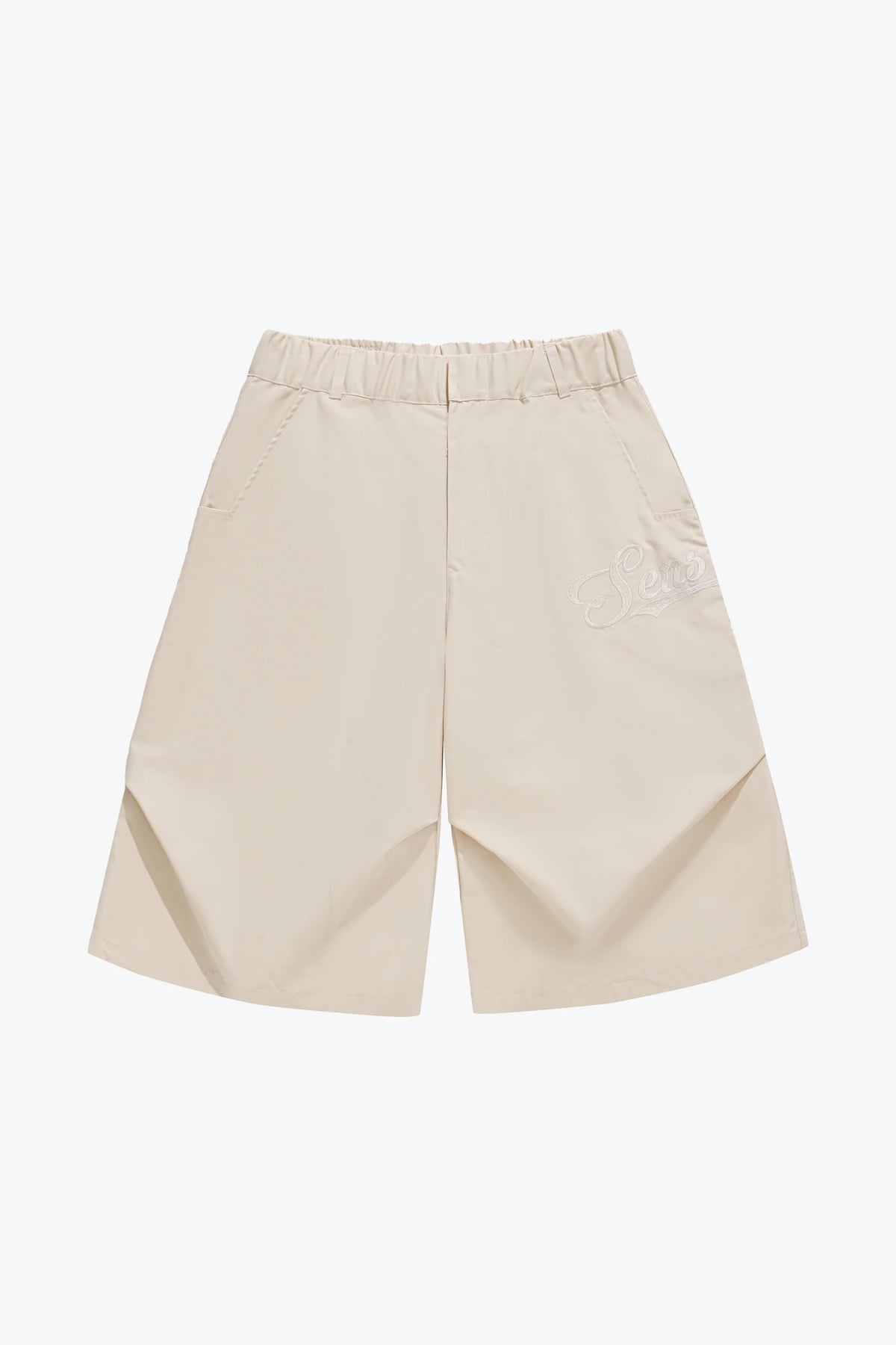 Sense Wide Cut Twill Shorts Khaki
