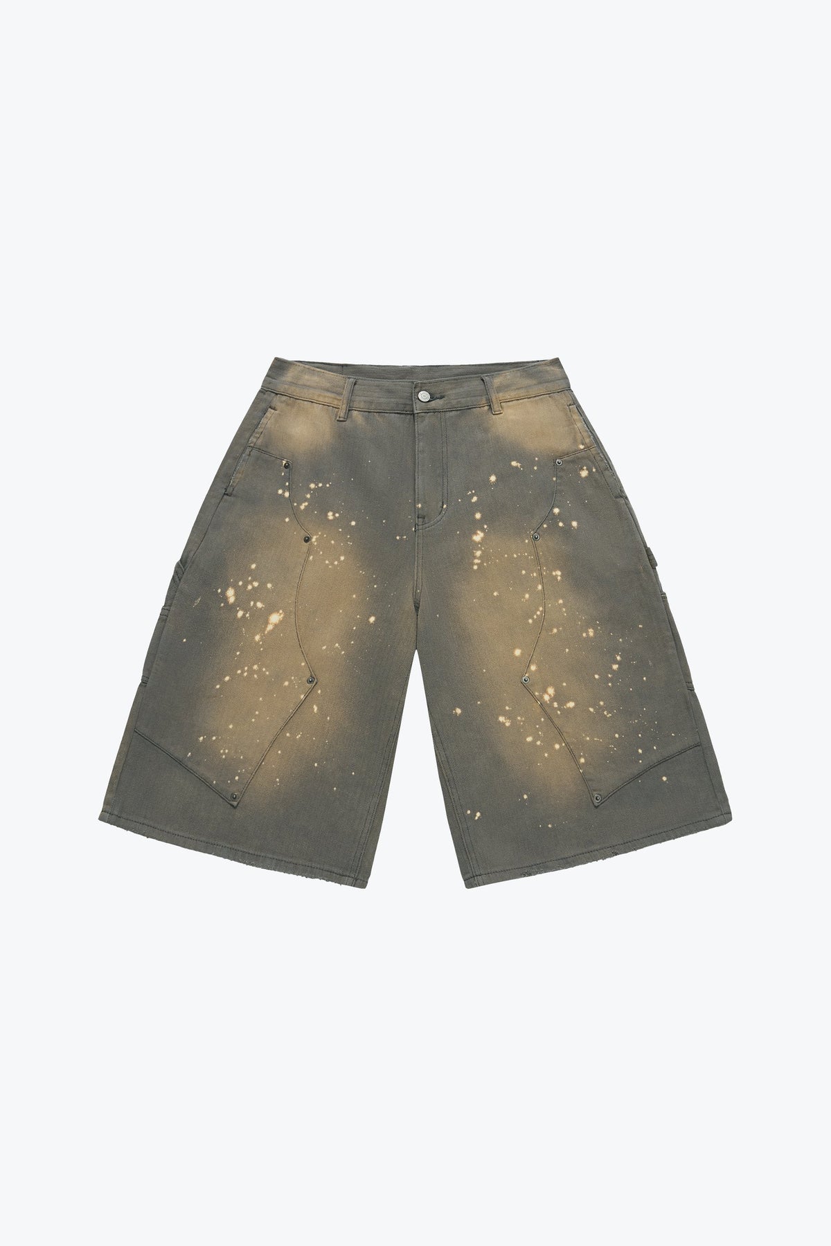 Sense Washed Drip Double Knee Shorts Dust Grey