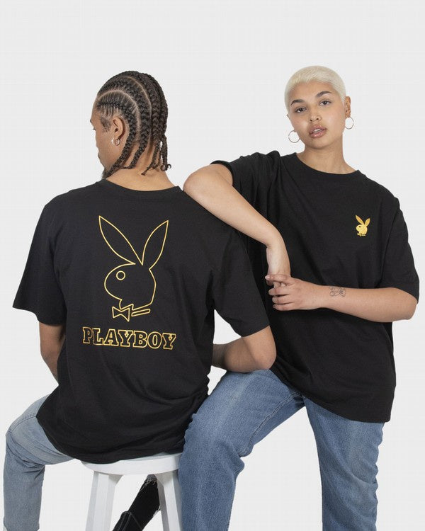 Playboy Gold Keyline Bunny Black Tee SS22