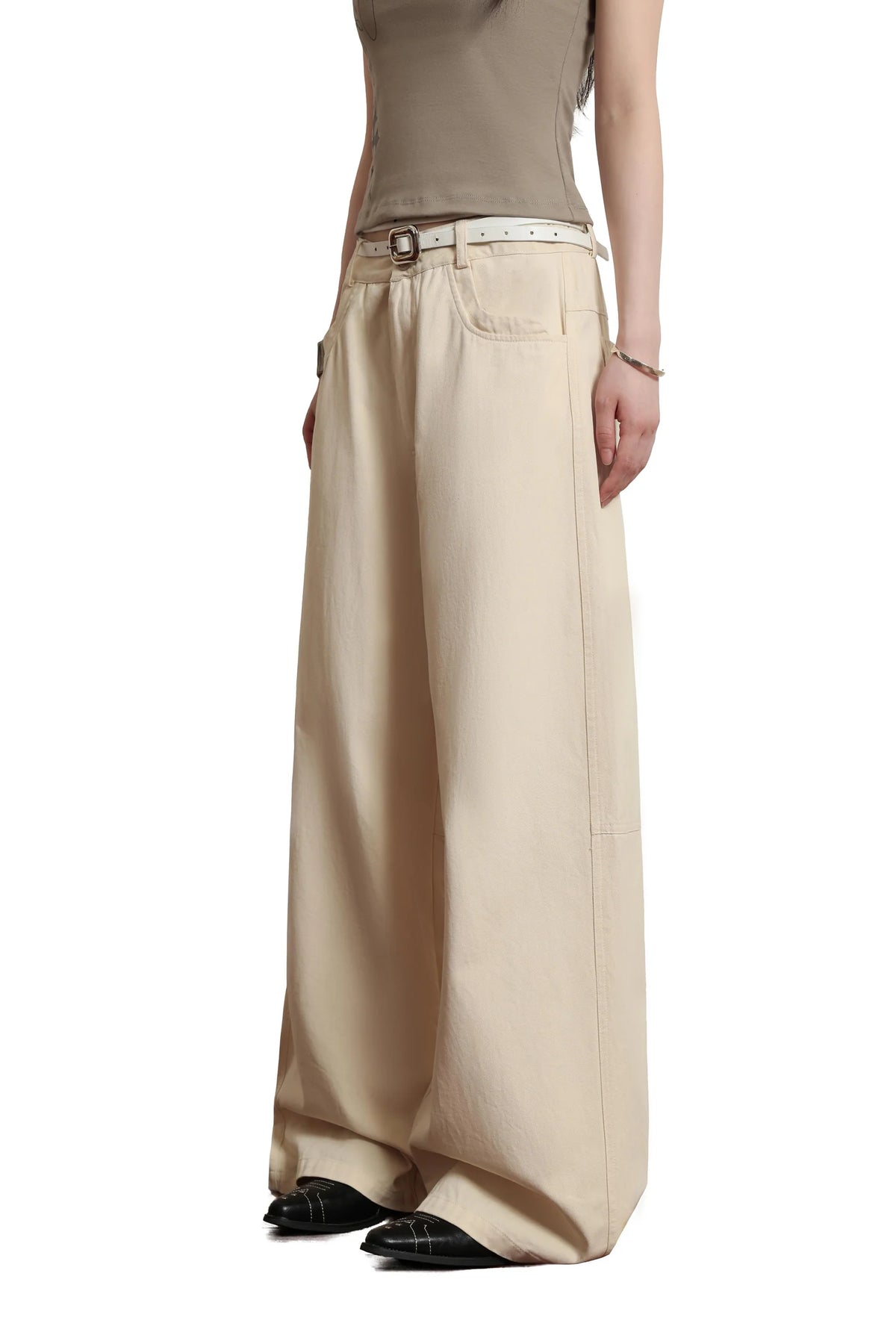 Sense Flowy Straight-Leg Trousers Cream