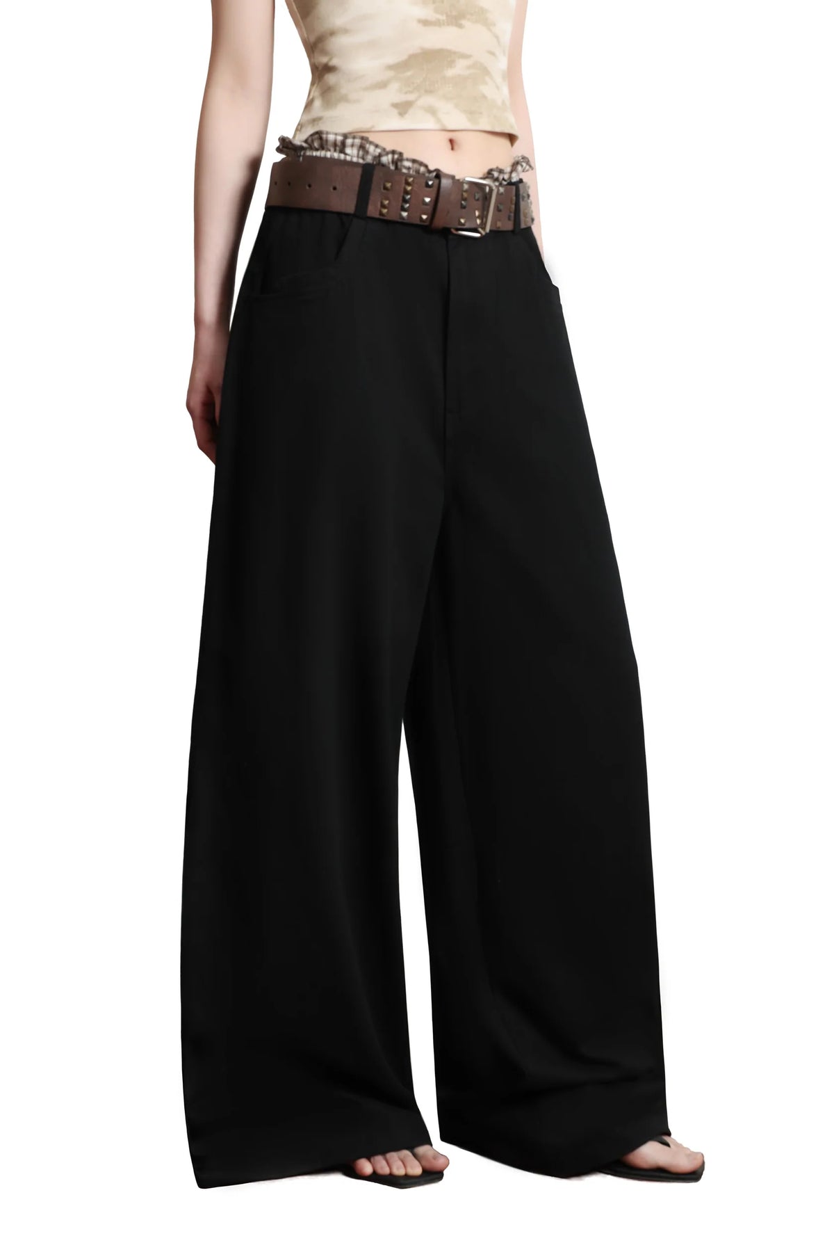 Sense Flowy Straight-Leg Trousers Black
