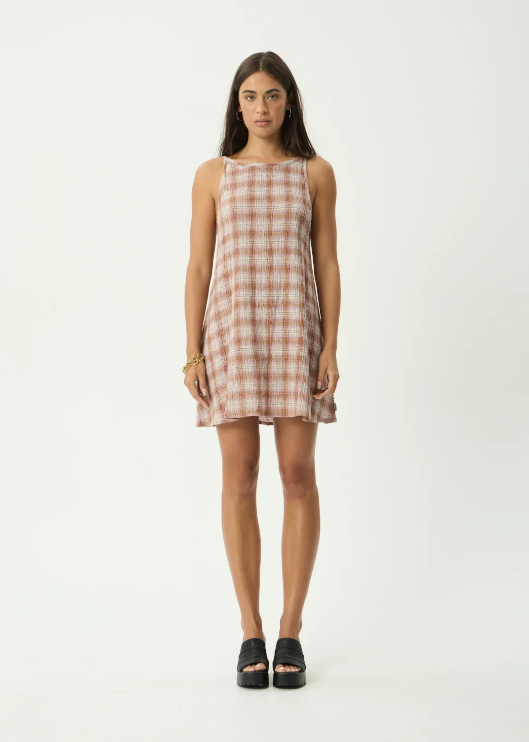 Sammy - Seersucker Mini Dress - Thea Midnight Check