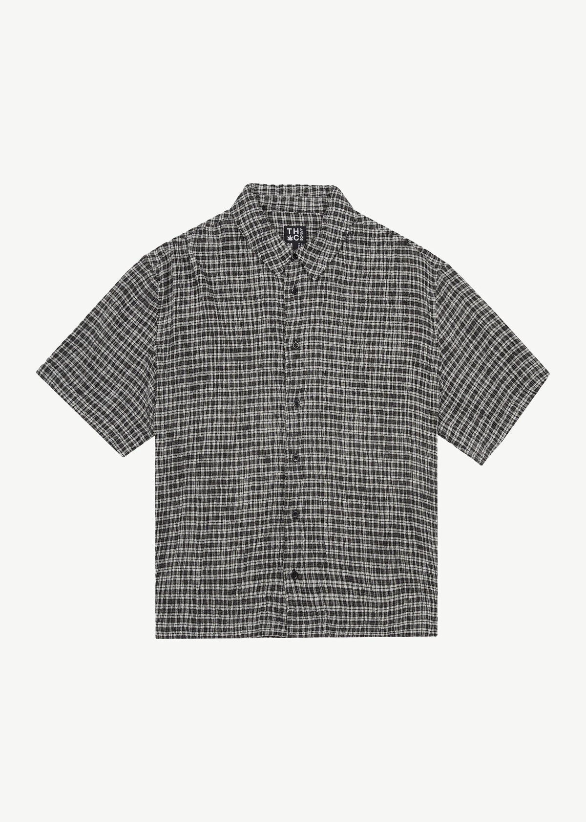 Asta Seersucker Cuban Black Check Shirt
