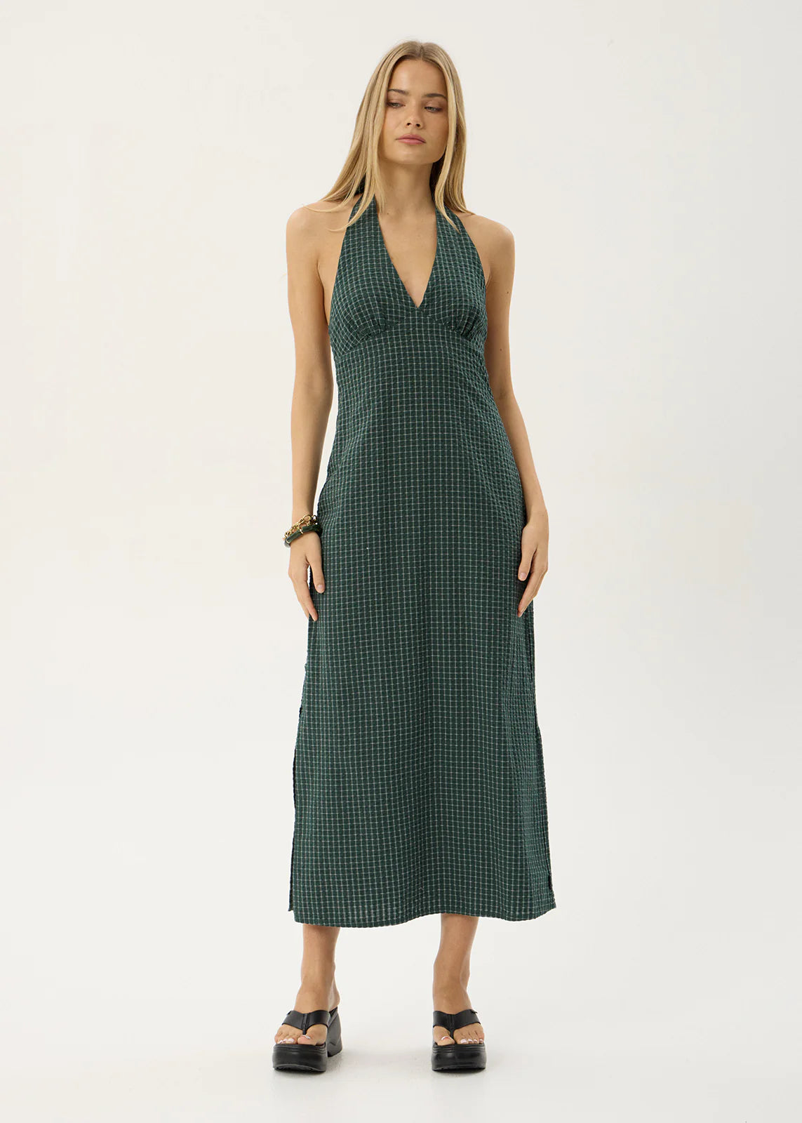 Alexa - Seersucker Maxi Dress - Reverb Pine Check