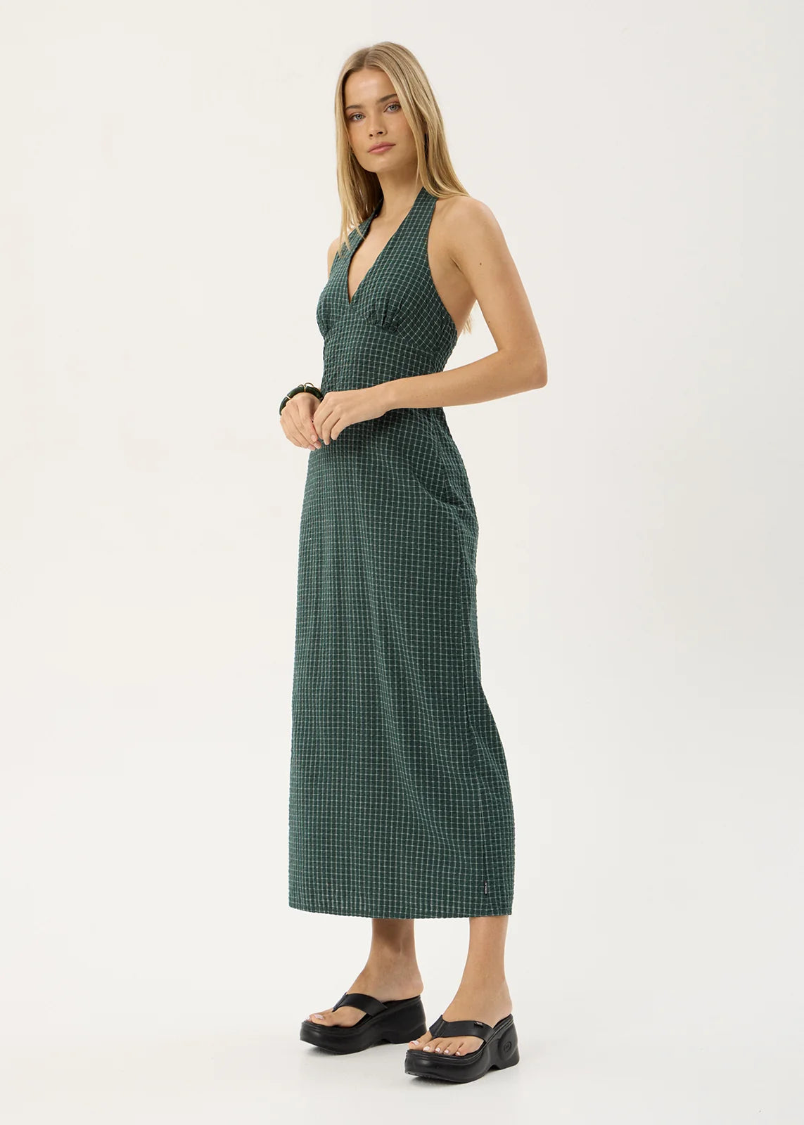 Alexa - Seersucker Maxi Dress - Reverb Pine Check