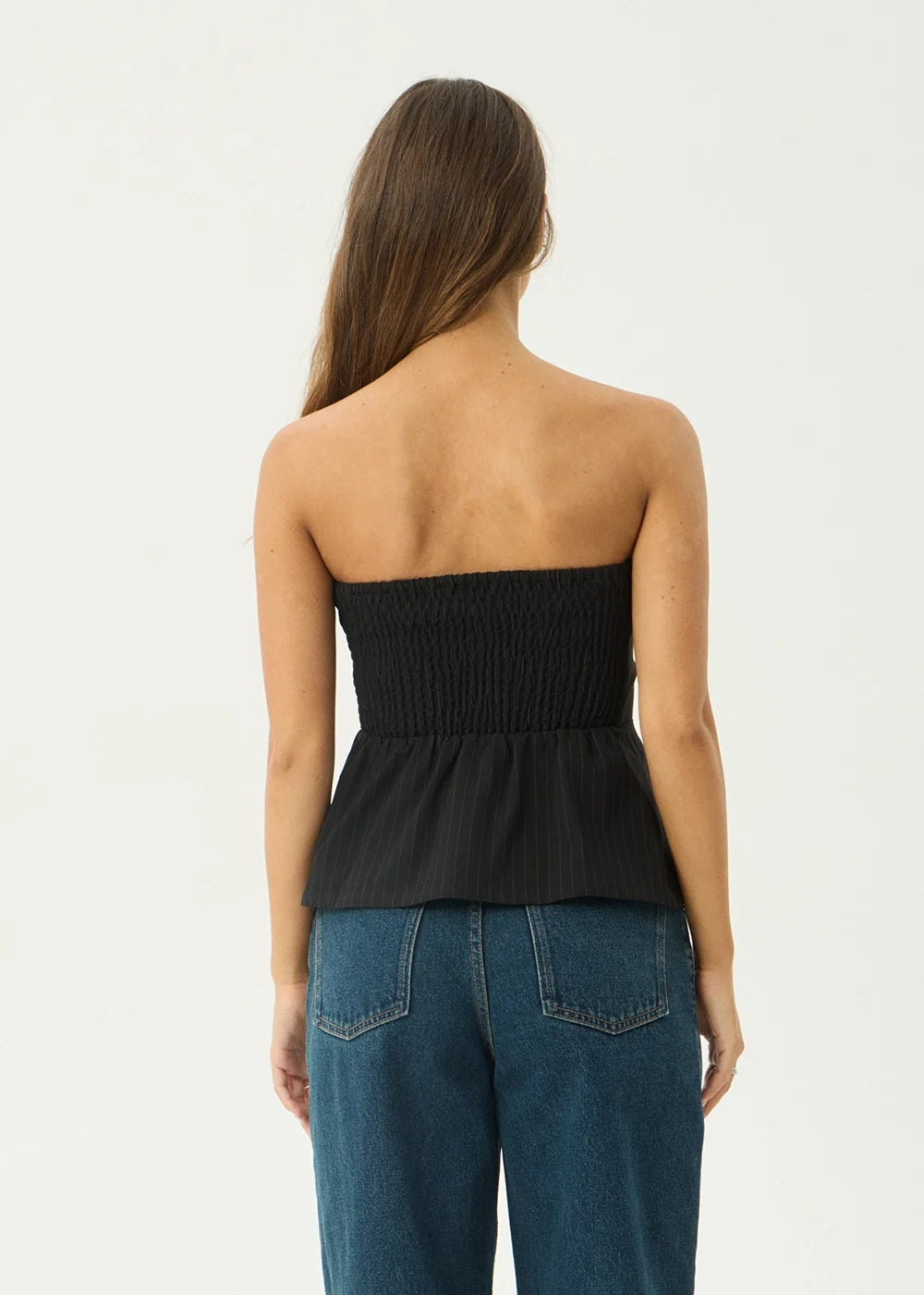 Lilo - Pinstripe Strapless Top - Black