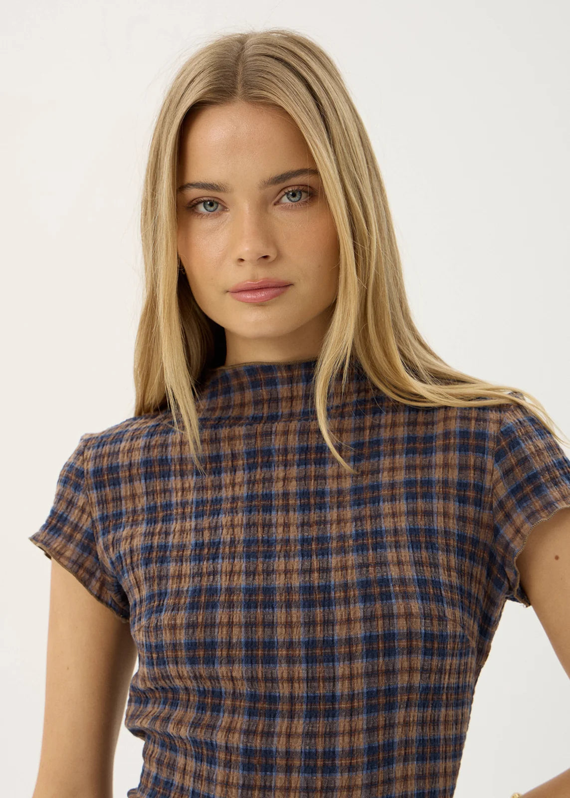 Elodie Hemp - Seersucker Mini Dress - Shev Indigo Check
