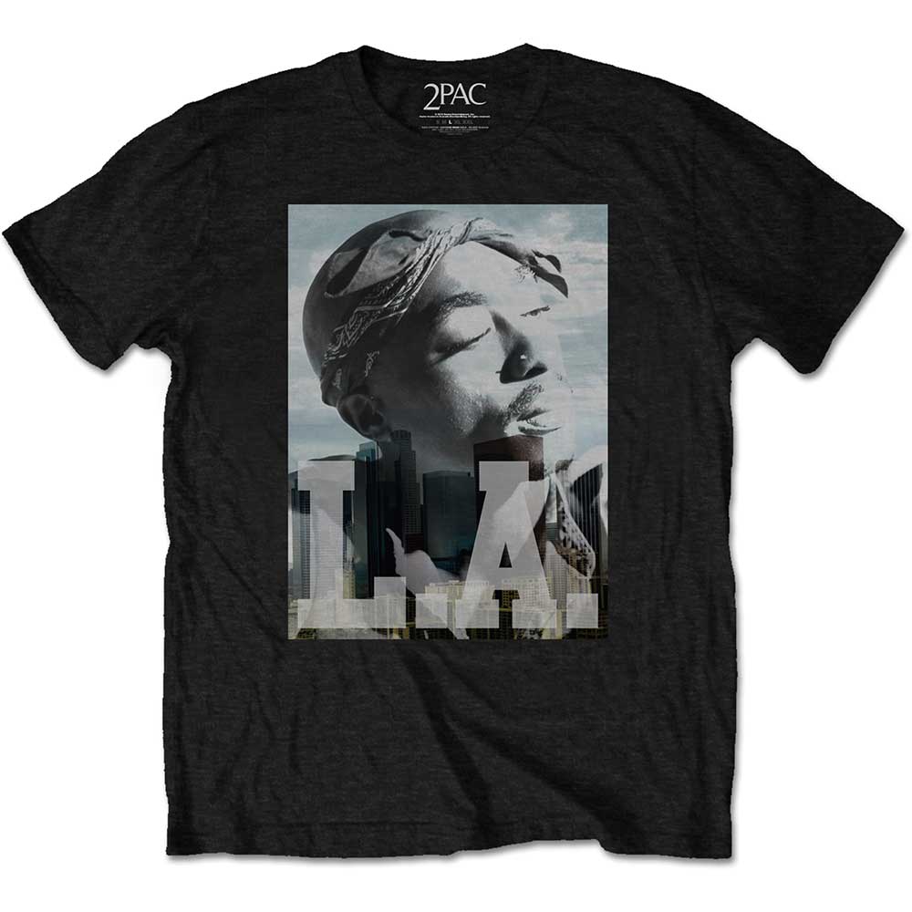 Tupac LA Skyline Black Tee