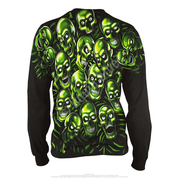 Skull Pile Long Sleeve Green Tee