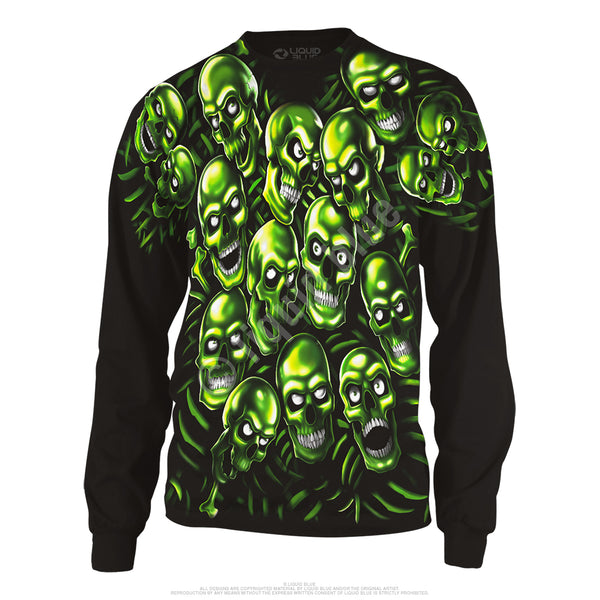 Skull Pile Long Sleeve Green Tee