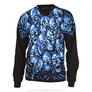 Skull Pile Long Sleeve Blue Tee