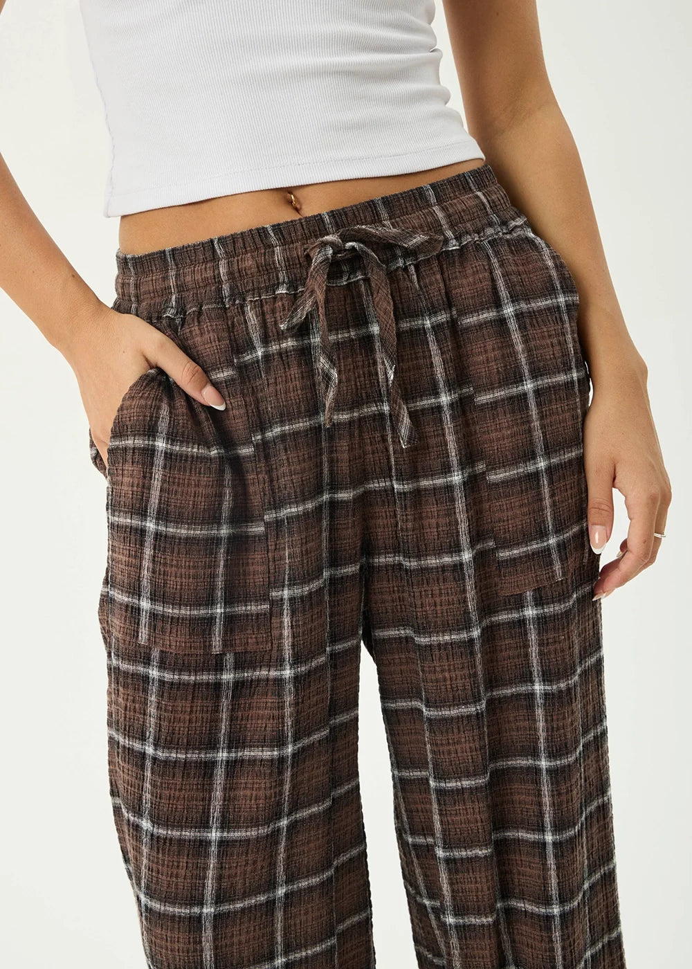 Reverie Hemp - Seersucker Pant - Coffee Check