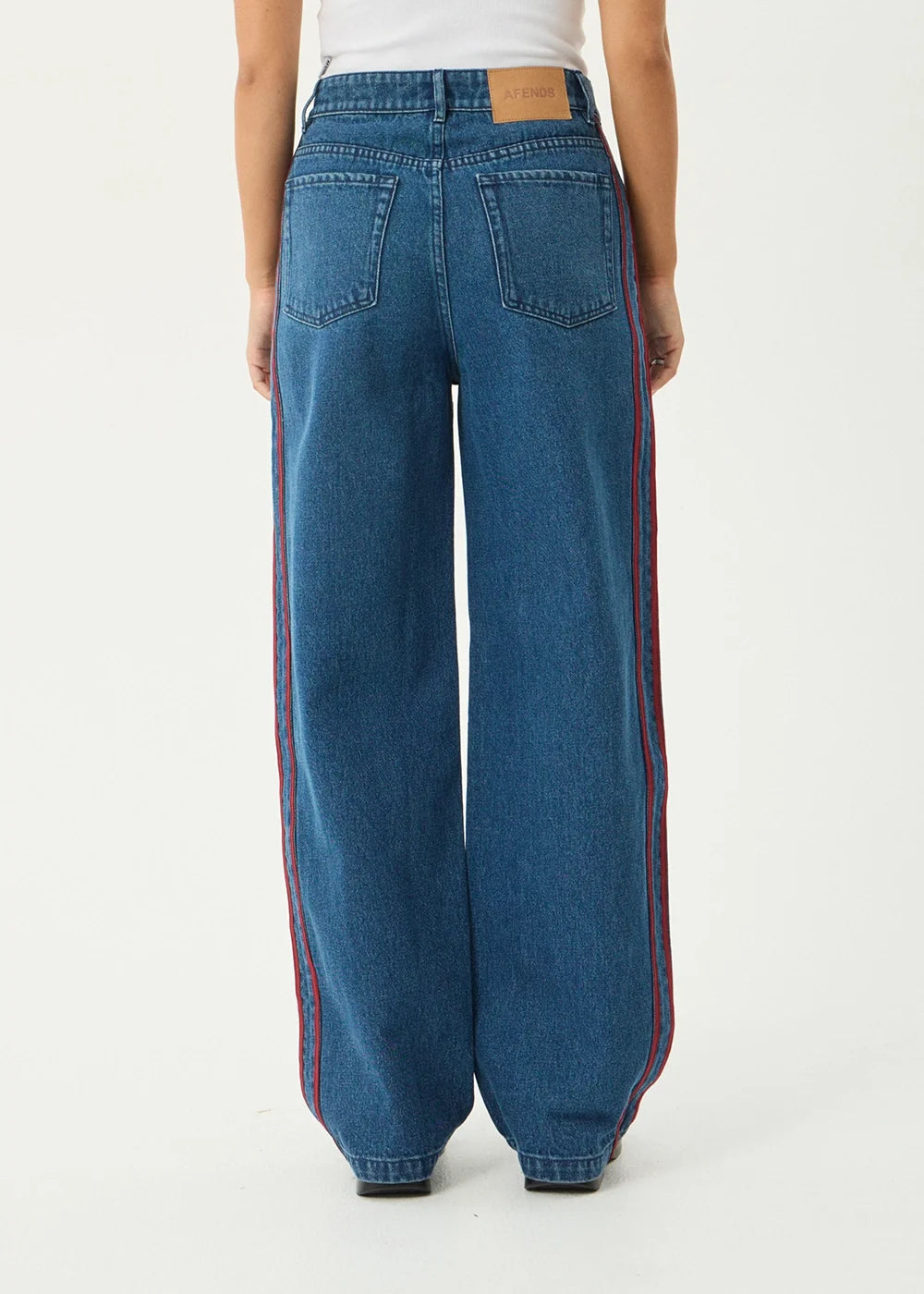Bella Stripe - Denim Wide Leg Baggy Jeans - Authentic Blue