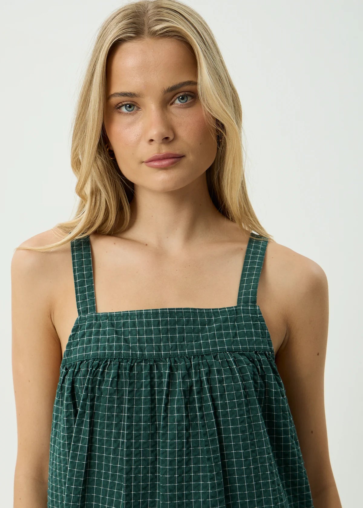 Inka - Seersucker Mini Dress - Reverb Pine Check