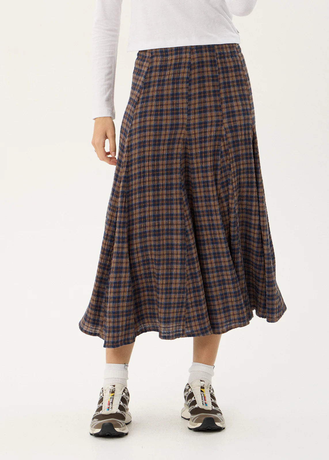 Lana - Midi Skirt - Shev Indigo Check