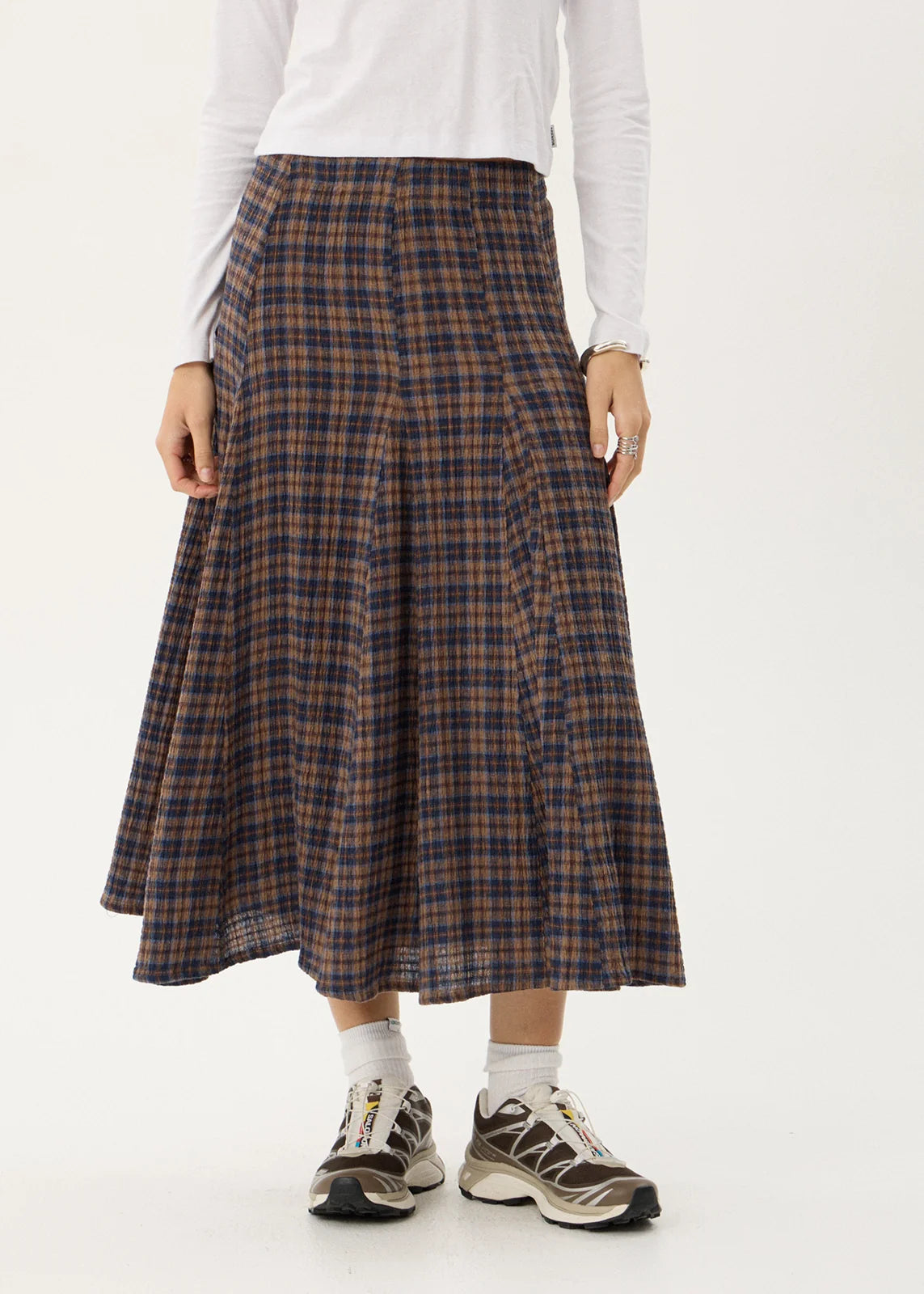 Lana - Midi Skirt - Shev Indigo Check