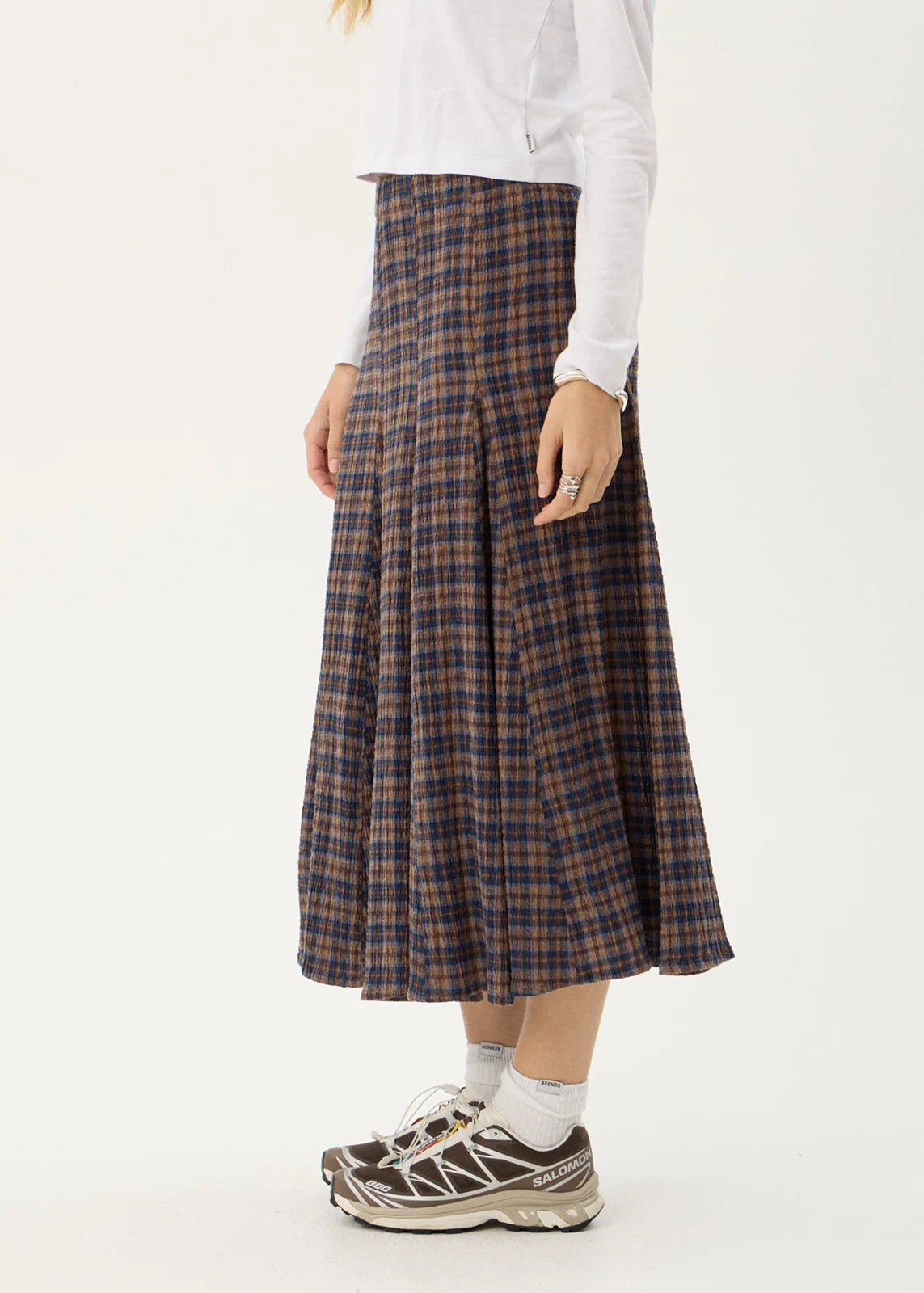 Lana - Midi Skirt - Shev Indigo Check