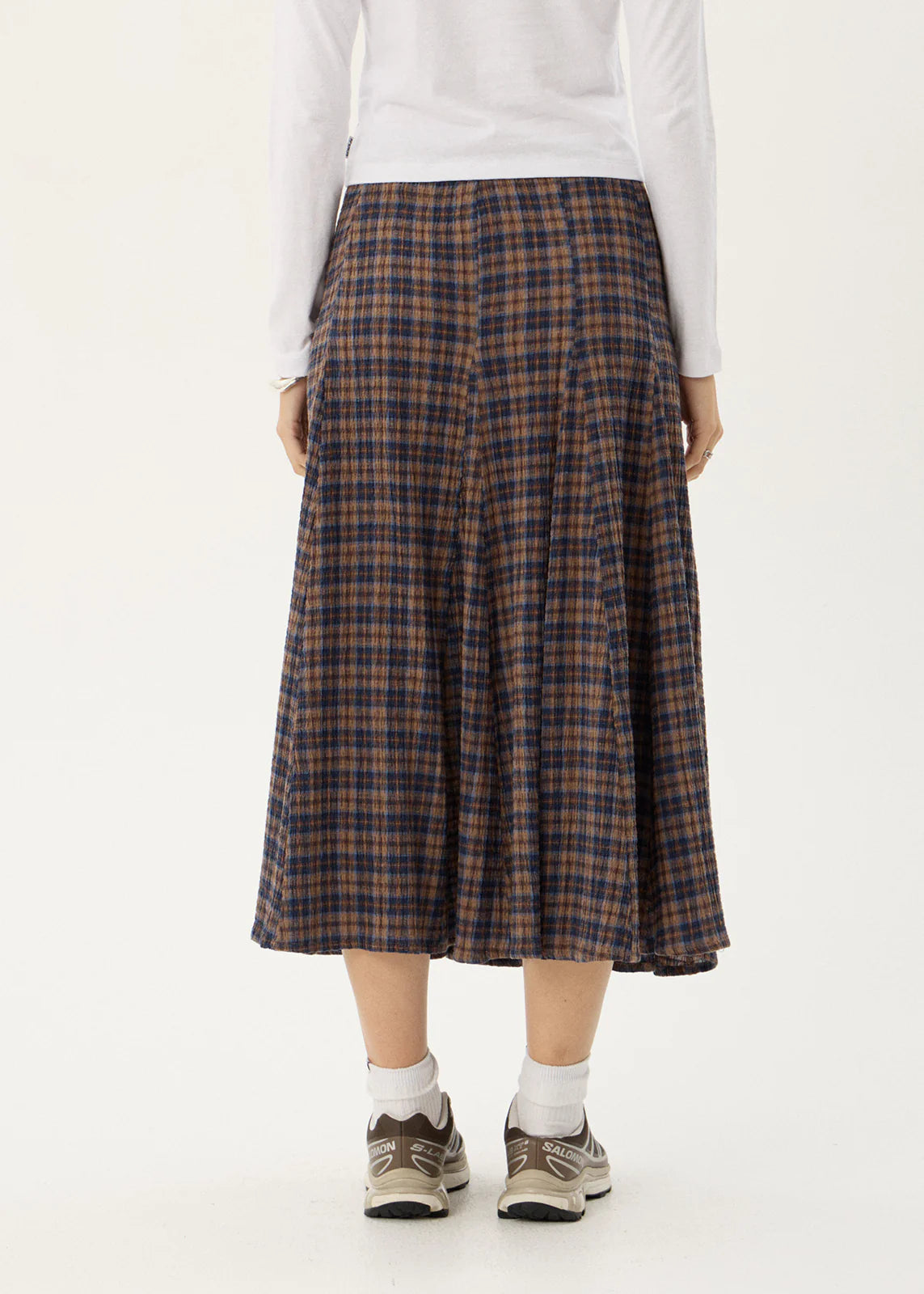 Lana - Midi Skirt - Shev Indigo Check
