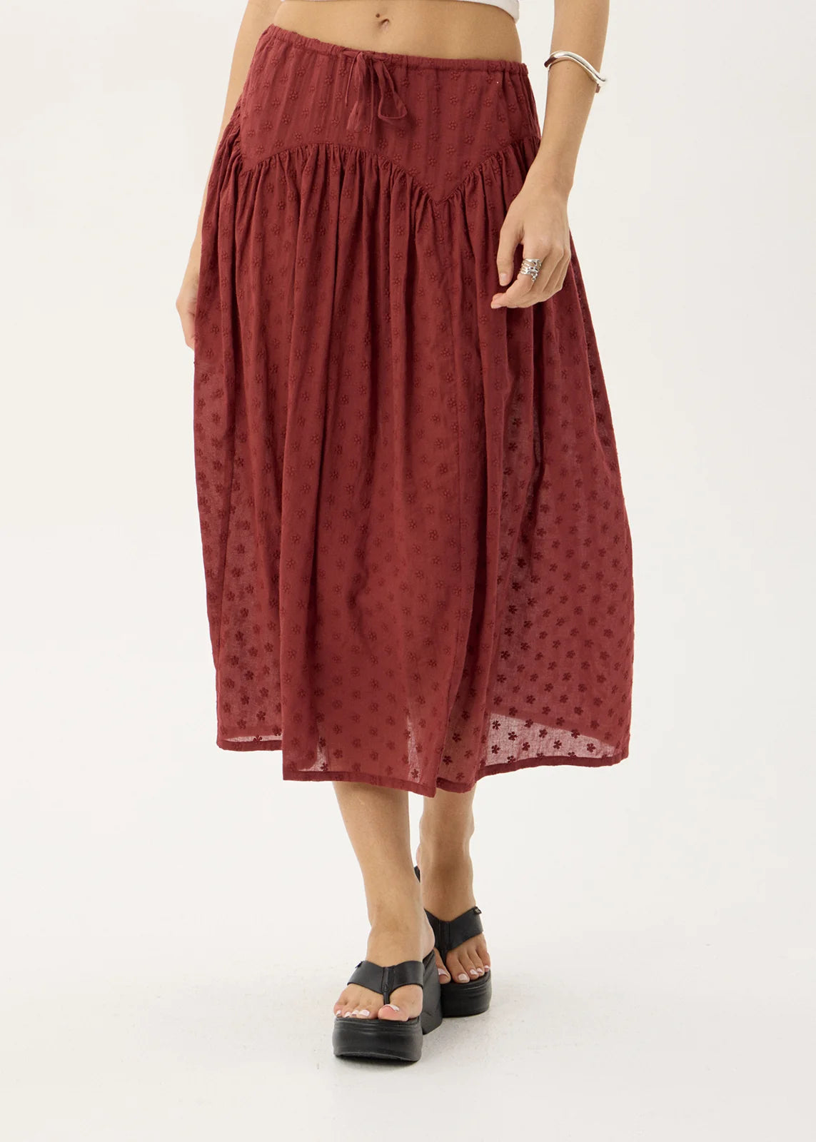Marlow - Anglaise Midi Skirt - Ruby Anglaise
