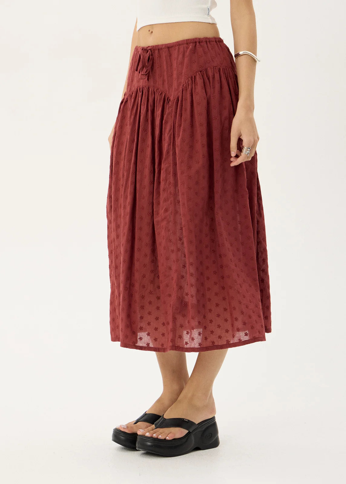 Marlow - Anglaise Midi Skirt - Ruby Anglaise