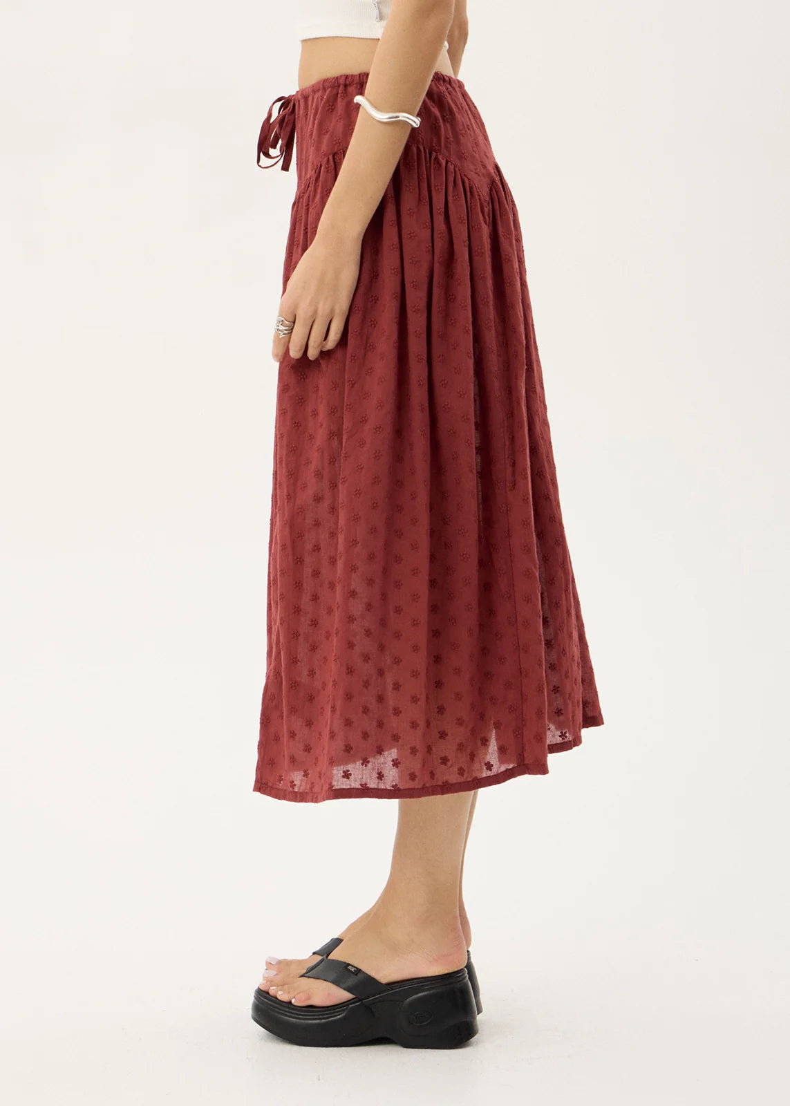 Marlow - Anglaise Midi Skirt - Ruby Anglaise