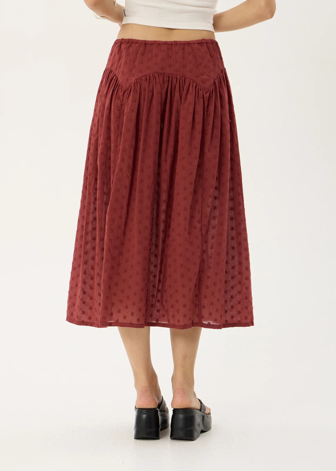 Marlow - Anglaise Midi Skirt - Ruby Anglaise