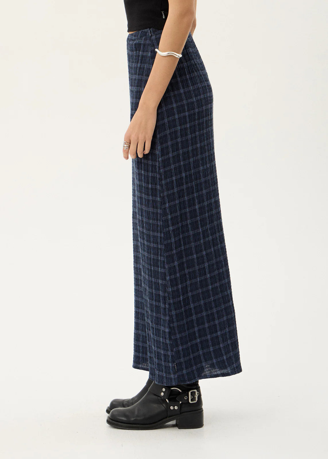 Lita - Seersucker Maxi Skirt - Thea Midnight Check